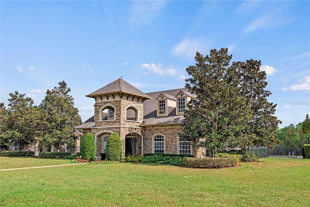 view of front of property featuring a front lawn