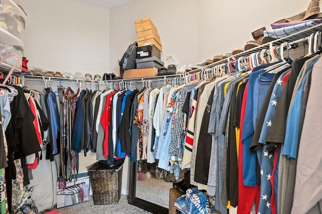 spacious closet with carpet flooring