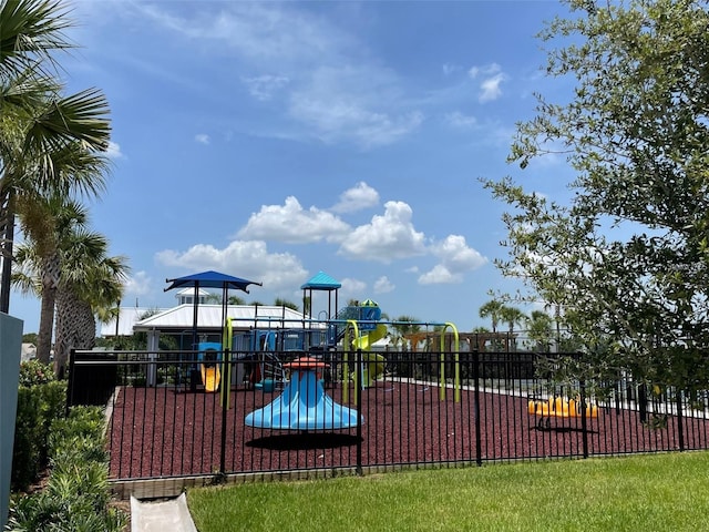 7002 162nd Pl E, Parrish, FL 34219 - community jungle gym with fence and a gazebo