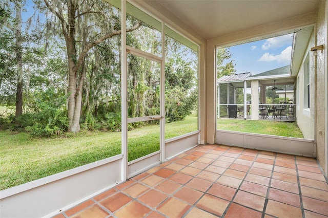 view of unfurnished sunroom