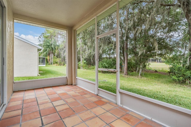 view of unfurnished sunroom