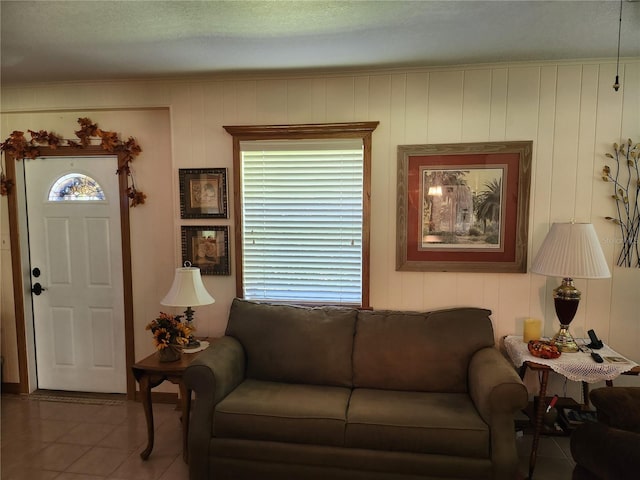 view of tiled living room