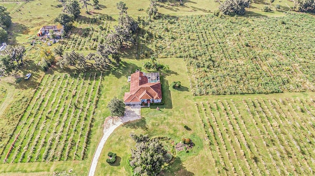 birds eye view of property featuring a rural view