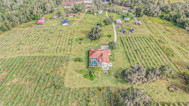 drone / aerial view with a rural view