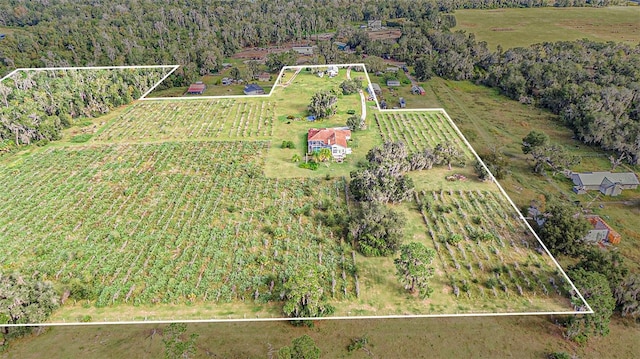 aerial view featuring a rural view