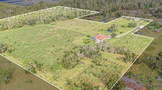 aerial view featuring a rural view