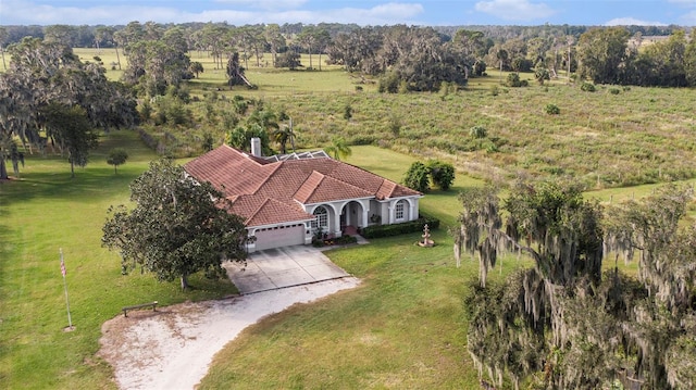 drone / aerial view with a rural view