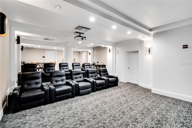 view of carpeted home theater