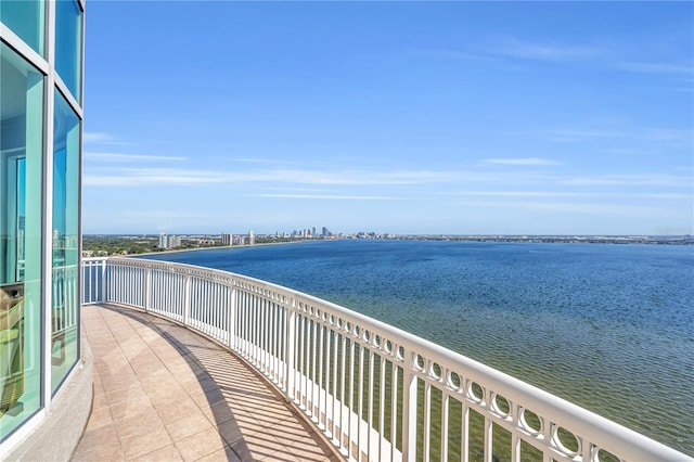 balcony with a water view