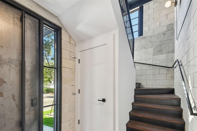 foyer with lofted ceiling