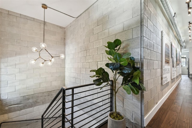 hall featuring dark wood-type flooring