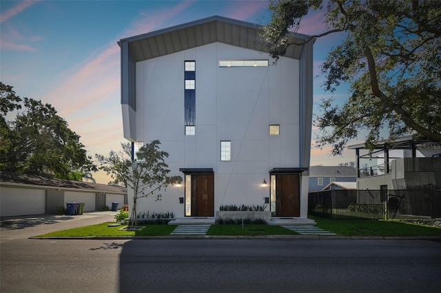 contemporary home featuring a garage