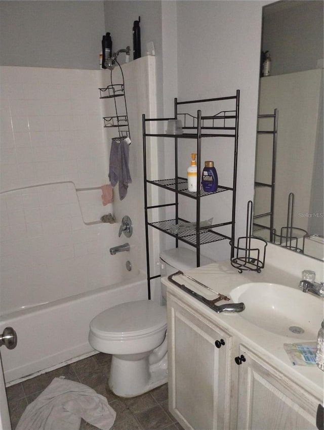 full bathroom with vanity, tile flooring, shower / bathing tub combination, and toilet