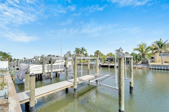 dock area featuring a water view