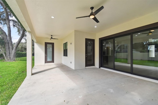 view of patio / terrace with ceiling fan