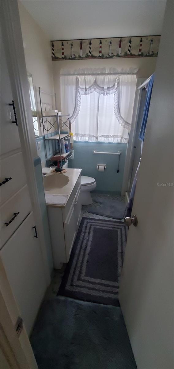 bathroom with vanity and toilet