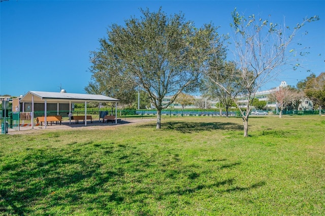 view of yard with a gazebo