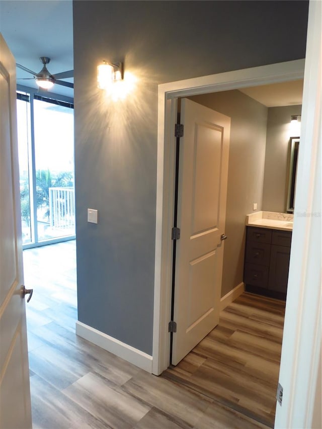 corridor featuring light hardwood / wood-style flooring