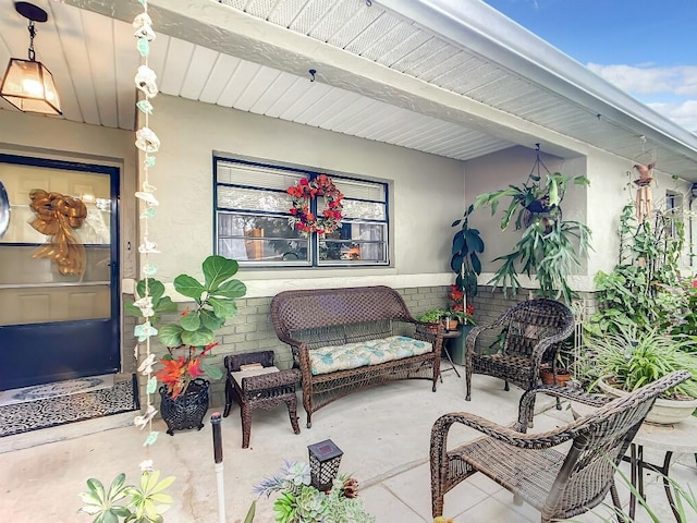 view of terrace featuring an outdoor living space