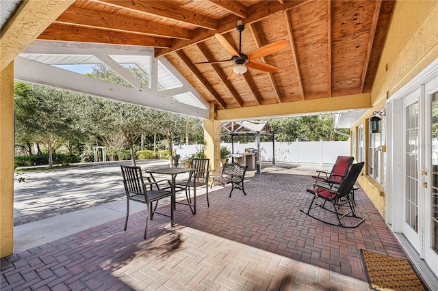 view of patio with ceiling fan