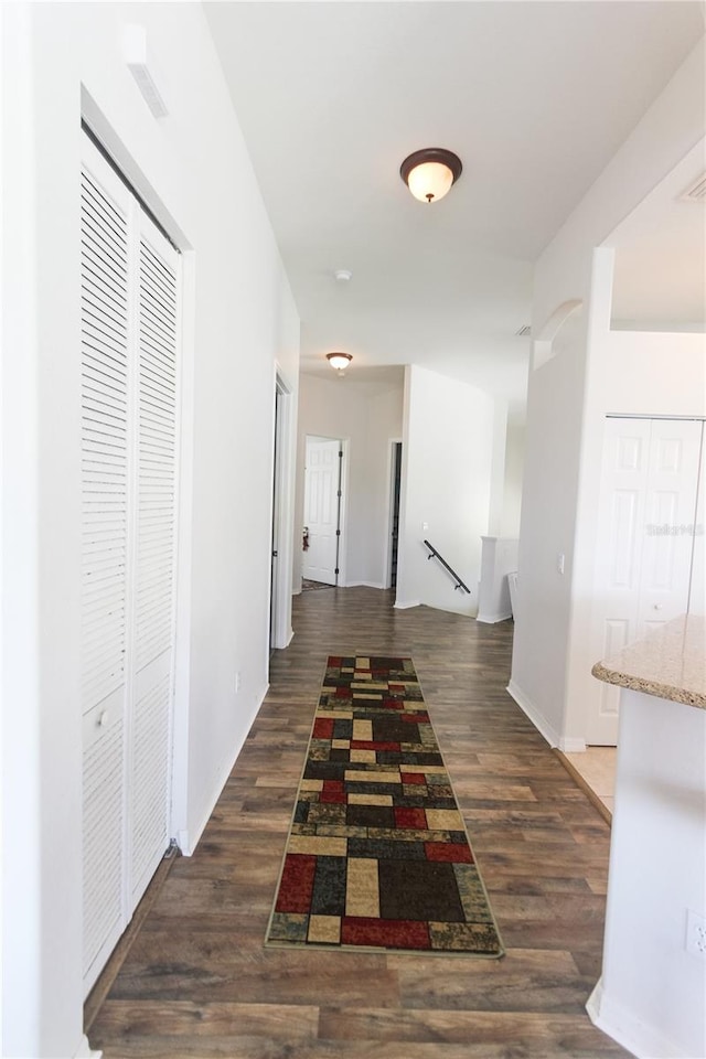 hall featuring dark hardwood / wood-style flooring