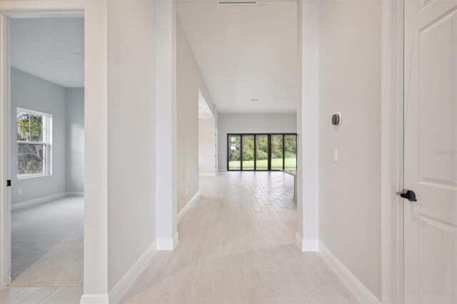 hall featuring light hardwood / wood-style floors