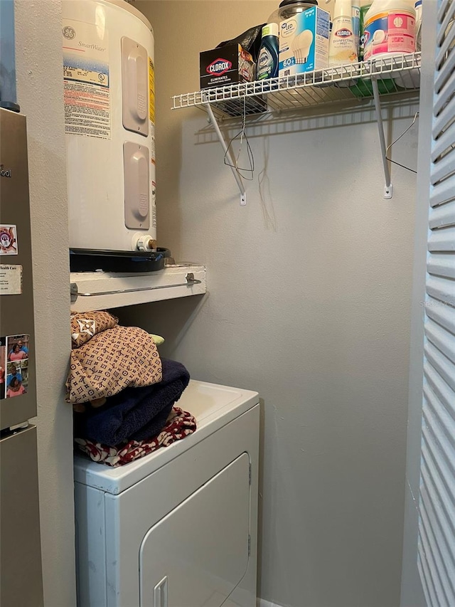 laundry area with washer / dryer and electric water heater