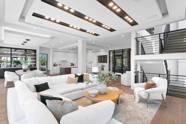 living room featuring light hardwood / wood-style flooring