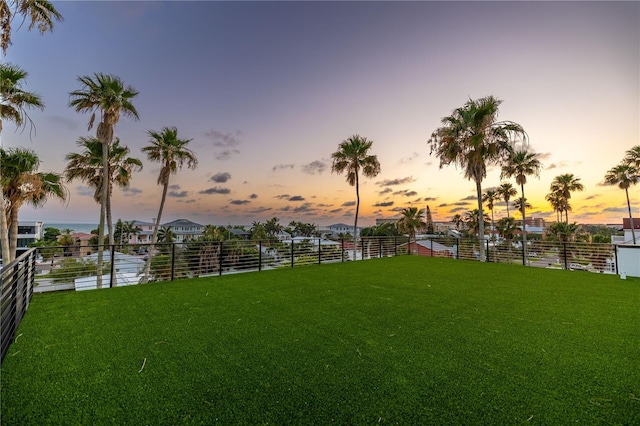 view of yard at dusk