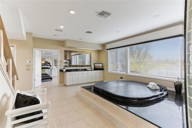 playroom with light tile patterned flooring