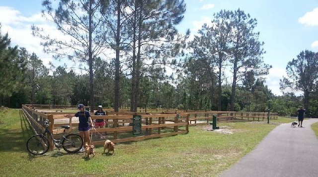 view of property's community with a yard