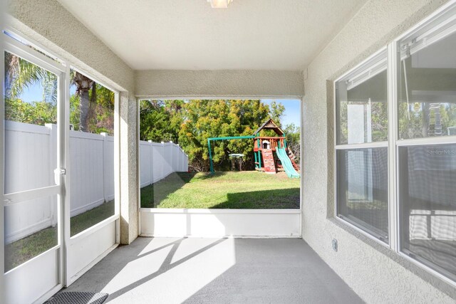 view of unfurnished sunroom