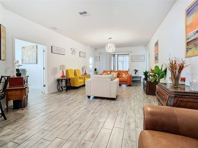 living room featuring light wood-type flooring