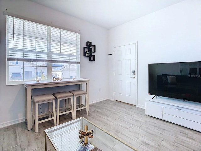 interior space with light hardwood / wood-style floors