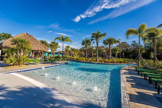 view of pool featuring a gazebo