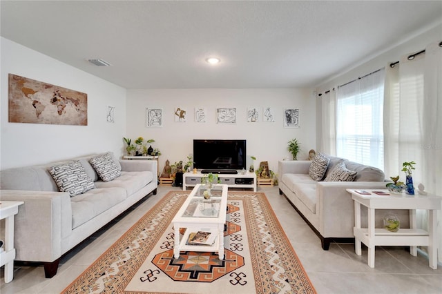 view of tiled living room