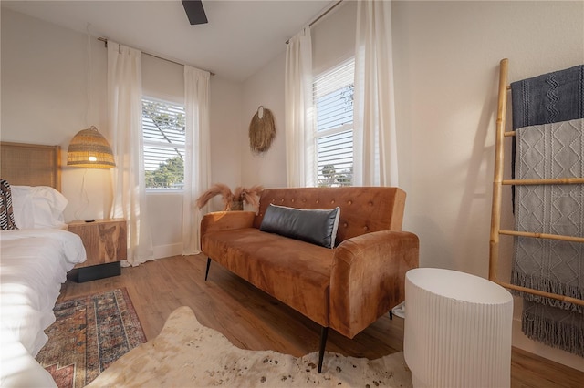 interior space featuring vaulted ceiling and light hardwood / wood-style flooring