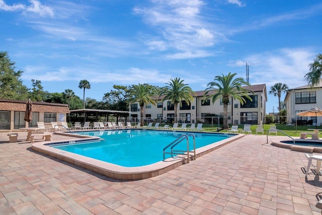 view of pool featuring a patio