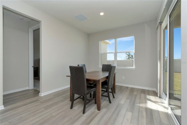 dining room featuring light hardwood / wood-style flooring