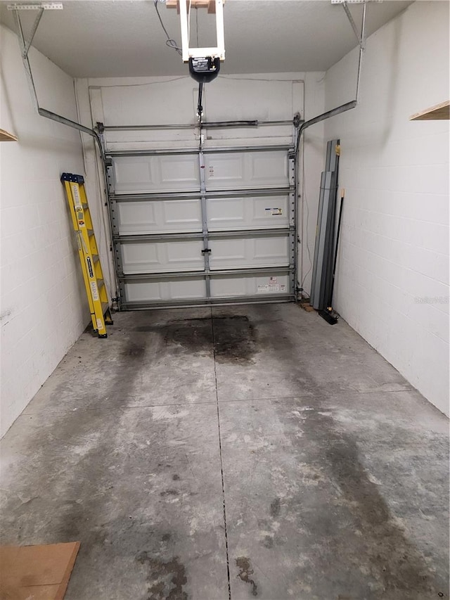 garage with a garage door opener