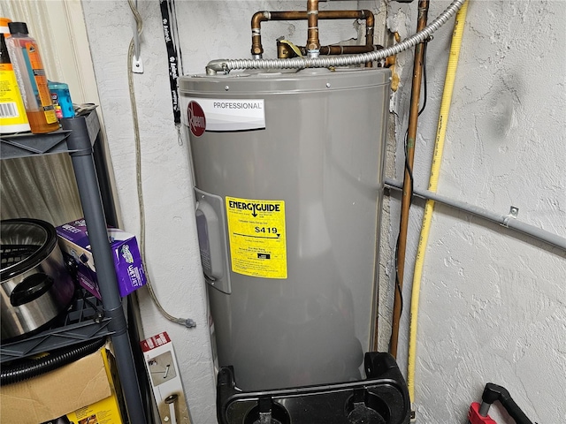 utility room featuring electric water heater