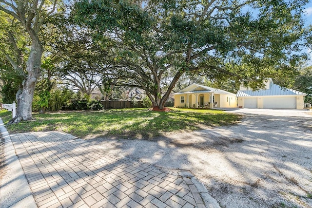 exterior space with a garage