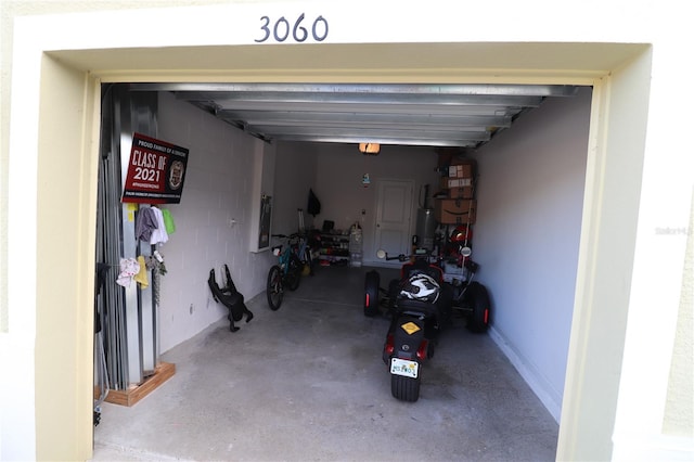 garage with water heater