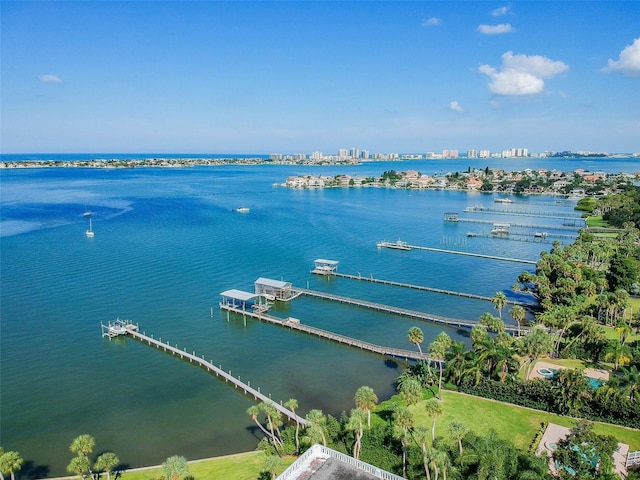 view of water feature featuring a dock