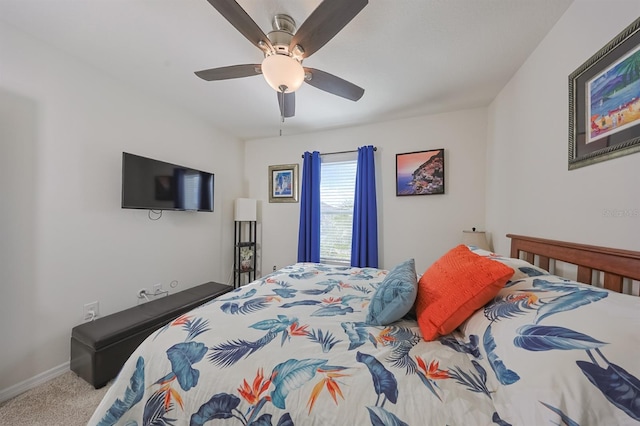 bedroom with carpet and ceiling fan