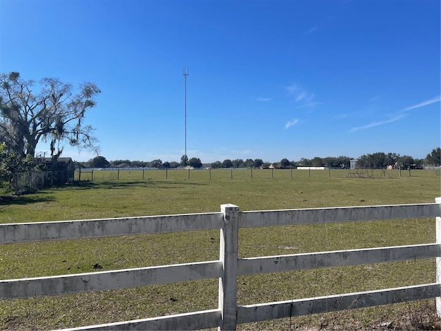 view of yard with a rural view