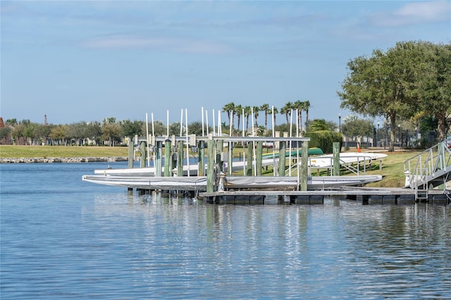 dock area featuring a water view