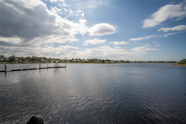 property view of water featuring a dock