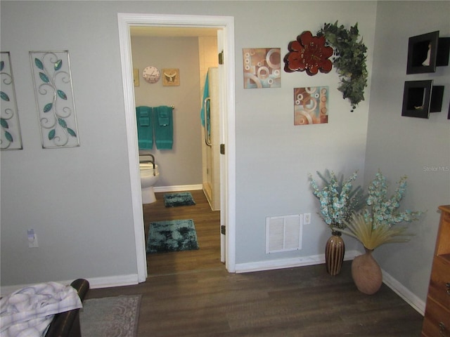 hall featuring dark hardwood / wood-style flooring