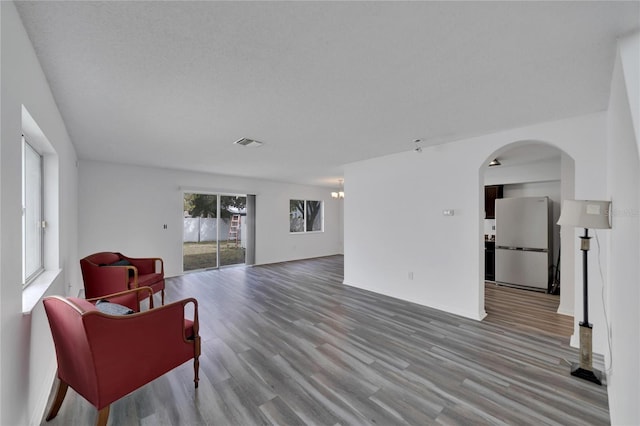 living room with hardwood / wood-style floors